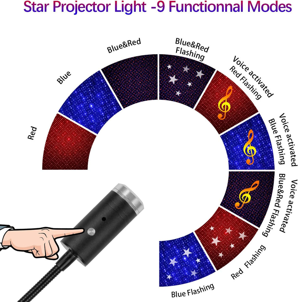 Led usb projektor zvezdano nebo